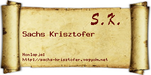 Sachs Krisztofer névjegykártya